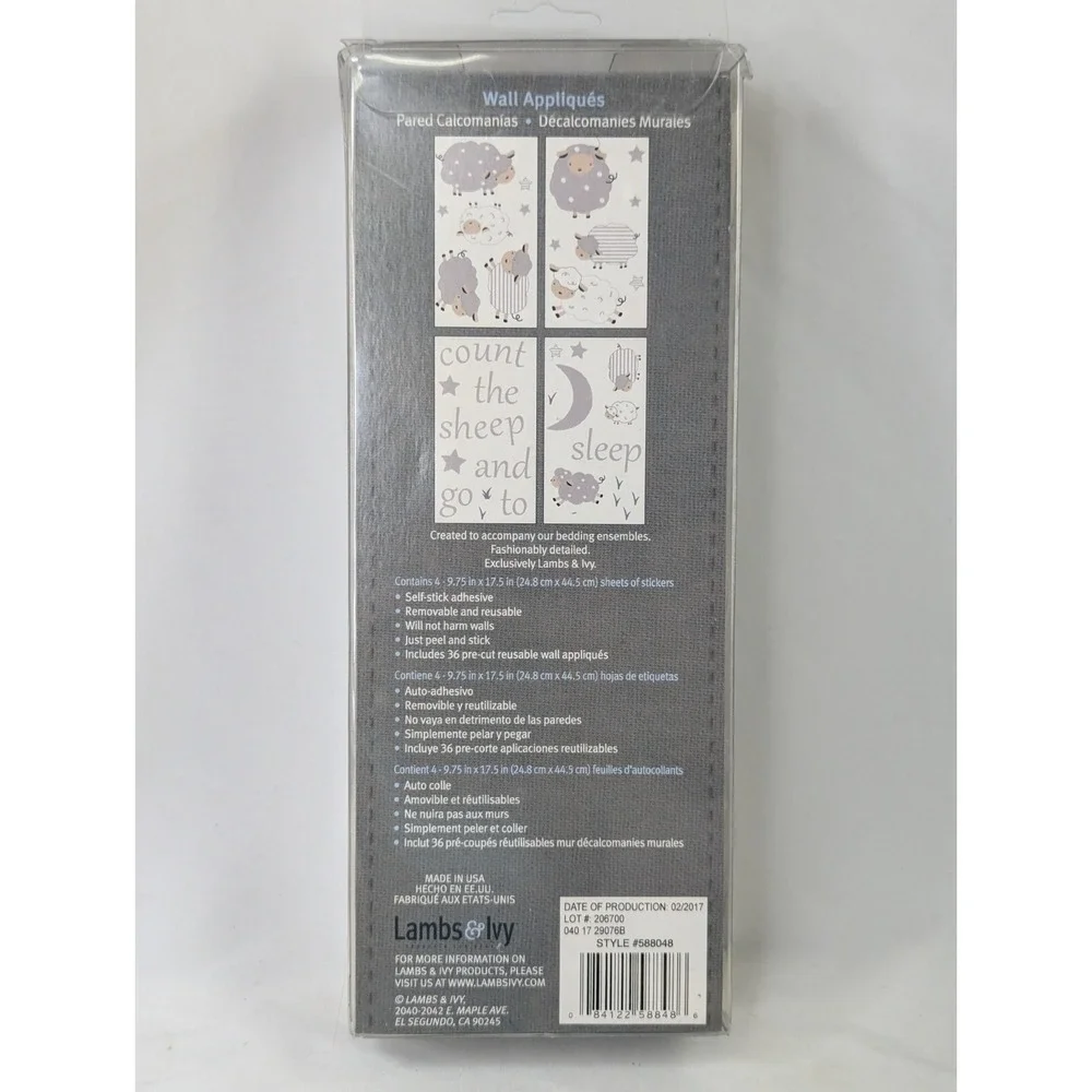 Lambs Ivy‎ Wall Appliqués Peel Stick Good Night Sheep Collection Unused